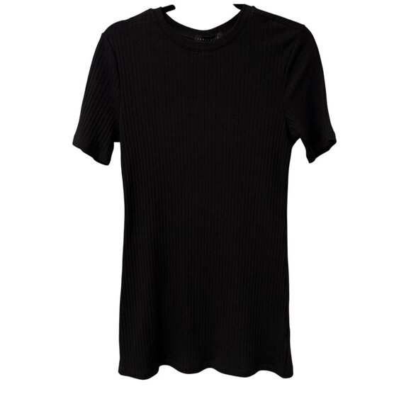 SANCTUARY BLACK DRESS RIBBED STRETCH BODYCON MINI SIZE XL MINIMALIST NEW $79 - Picture 1 of 6